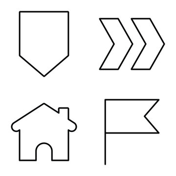 Simple Shapes Flat Icon Set Isolated On White Background