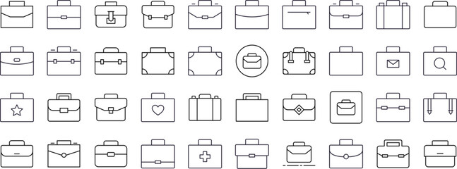 Collection of Briefcase Thin Icons. Editable Stroke. Perfect for Web Sites, Books, Cards, Apps