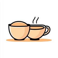 Two tan cups with steam on a white background; ideal for a menu or poster