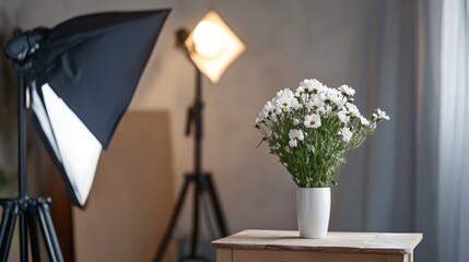 Photography studio setup with soft lighting