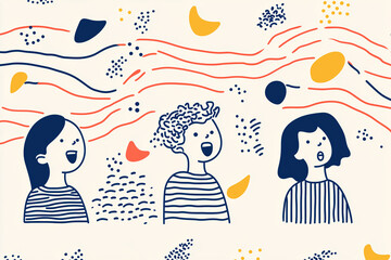 A group of choir singers. Watercolor illustration. Music.	
