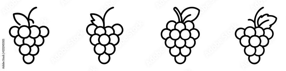 Wall mural grape icons set. minimalist line drawing of a grape. vector illustration