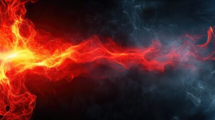 Fototapeta premium Fiery abstract energy clash; dark background; design element