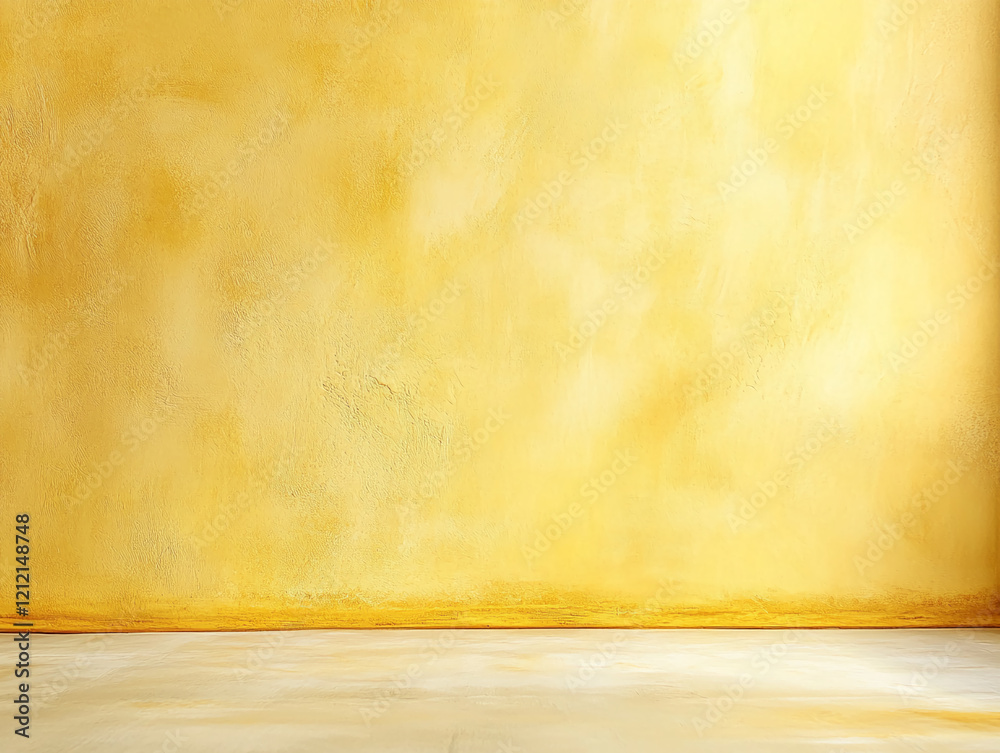 Poster bright yellow textured wall with empty space for mockup or design presentation
