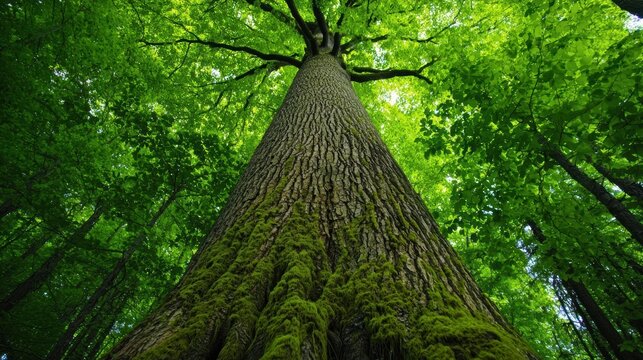 Majestic MossCovered Tree in Lush Green Forest Canopy