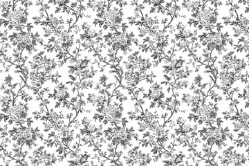 Floral Toile Tapestry Pattern. Vintage botanical wallpaper pattern. Background image. Created with Generative AI technology