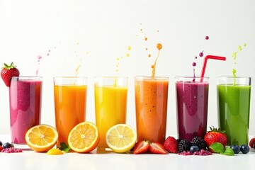 Refreshing Fruit Smoothies in Vibrant Colors, A Delightful Blend of Natural Goodness
