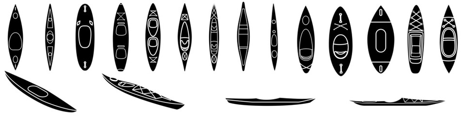 Kayak icon vector set. Kayak illustration sign collection. Rowing symbol or logo.