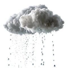 Rain Cloud with Falling Droplets isolated on white background