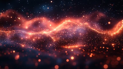 Naklejka premium Abstract visualization of glowing waves in deep space, showcasing vibrant colors and energy flow
