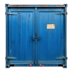Isolated Blue Shipping Container Front