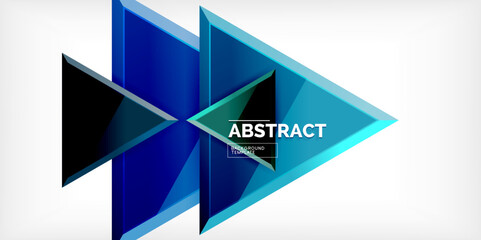 Abstract background - colorful triangles with 3d effect. Vector Illustration For Wallpaper, Banner, Background, Card, Book Illustration, landing page