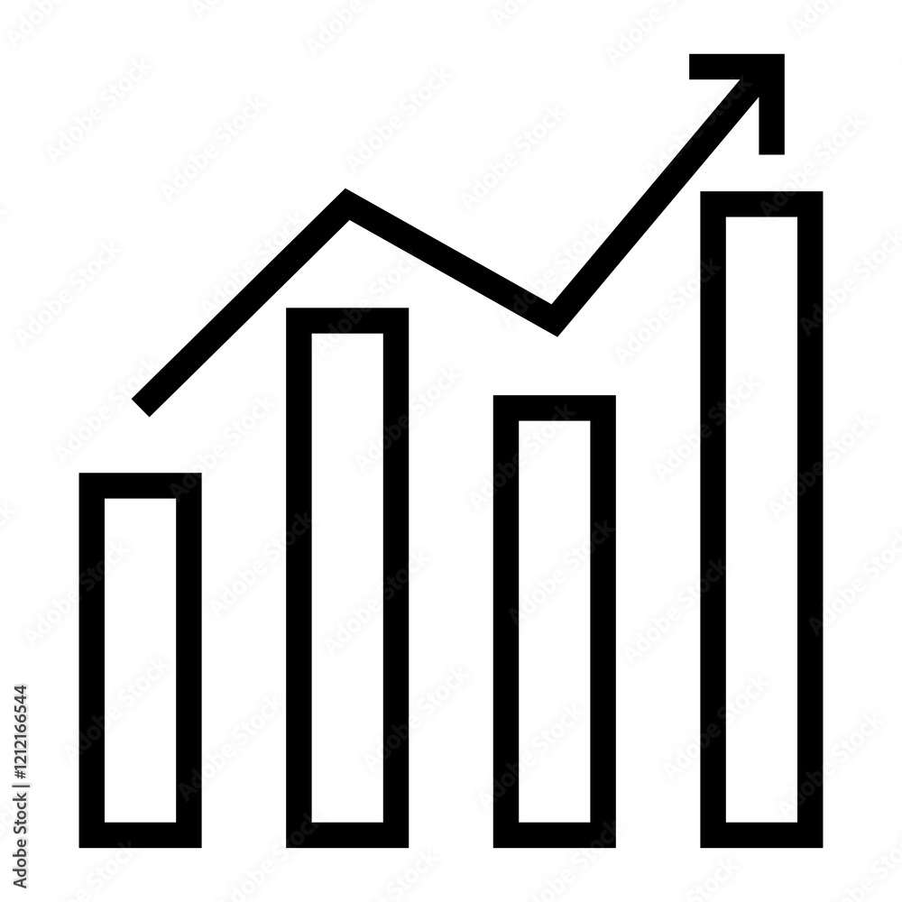 Poster graph growth stats vector icon
