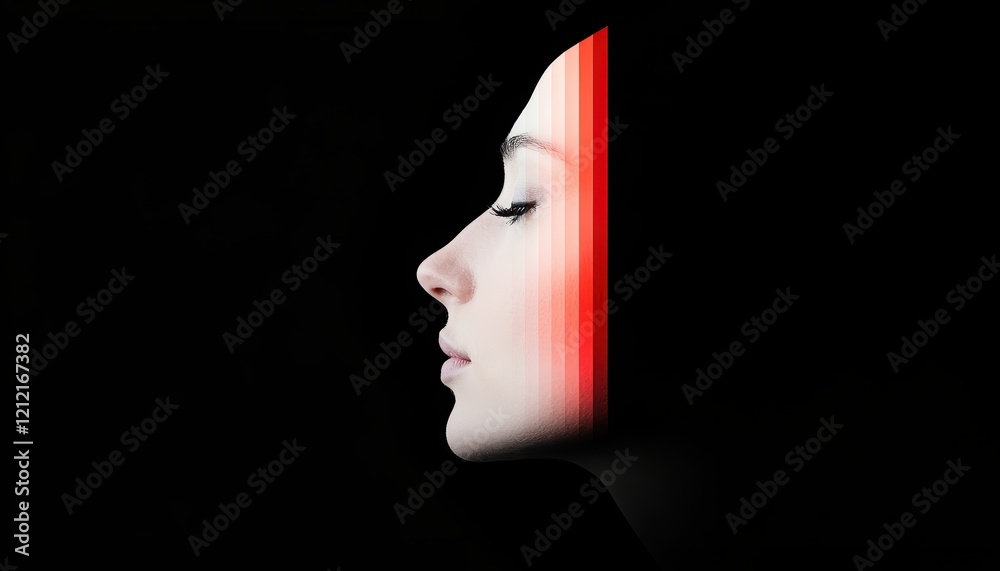 Poster artistic visualization of data with pie charts and bar graphs merging into abstract human profile in