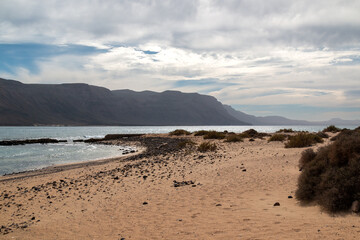 Cliffs of Lanzarote from La Graciosa, Spain