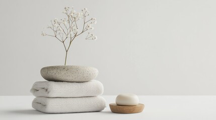 Holistic treatment captured in a serene mountain retreat spa setting, on solid white background, single object