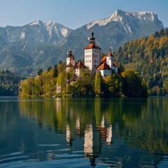 Bled Lake with Bled Castle.