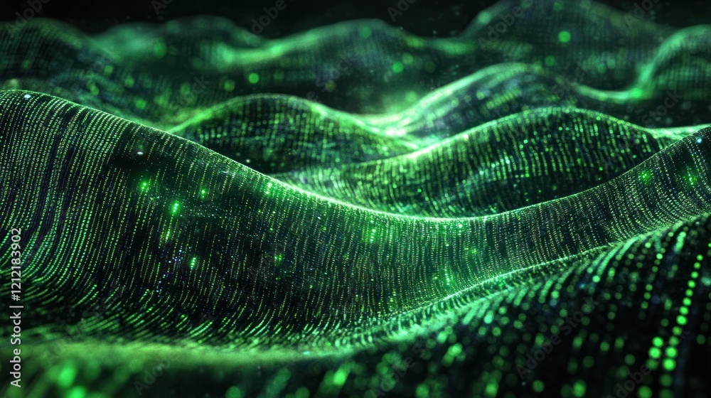 Poster matrix-style binary code designs emphasizing green digits and flowing effects.