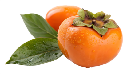 Ripe persimmon fruit isolated on white background