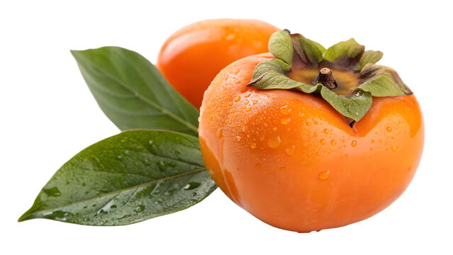 Ripe persimmon fruit isolated on white background