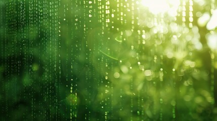 photograph of Binary code data bit on green screen telephoto lens summer daylight cool color