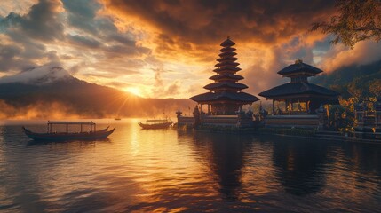 Ulun Danu Temple at Sunrise in Bali