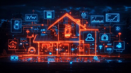 Fototapeta premium Exploring the Aesthetic of Neon Technology in Modern Interior Spaces of Homes