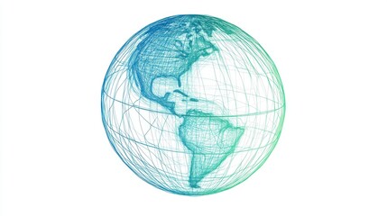 Naklejka premium Global Connection: Abstract World Map Illustration, Digital Art, Modern Design, Clean Background, Conceptual Viewpoint, Visual Representation