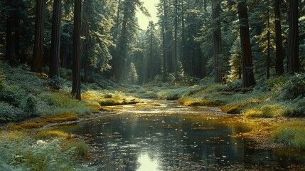 Obraz premium Ecommerce shopping basket nature scene forest landscape photography tranquil environment serene viewpoint