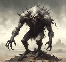 Fototapeta premium Illustration of dusty spooky monster