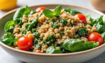 Vibrant couscous salad with fresh greens