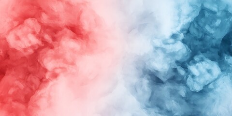 Fototapeta premium A vibrant blend of red and blue smoke creates a striking visual effect, evoking energy and contrast in a dynamic composition.