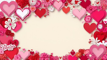 Love valentine's background with pink falling hearts over white, Happy Valentine's day design. Open gift box. Holiday banner, web poster, flyer, brochure, greeting card, cover. Romantic background