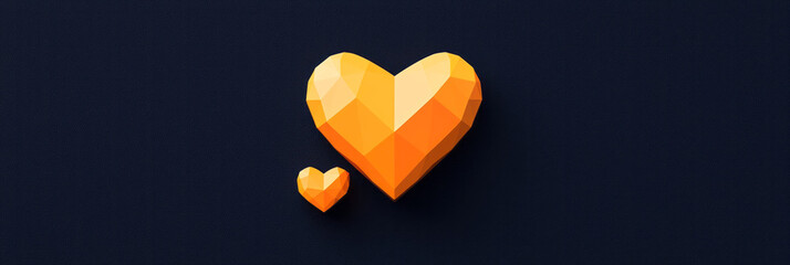 A sleek yellow heart symbol icon with geometric edges, conveying love and social interactions,