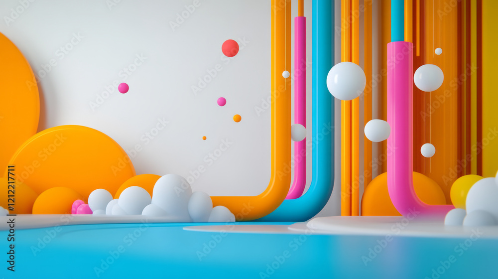 Aufkleber A dynamic 3D illustration of data flowing through pipelines and transforming into actionable insights, enhanced by vibrant colors and futuristic design elements,