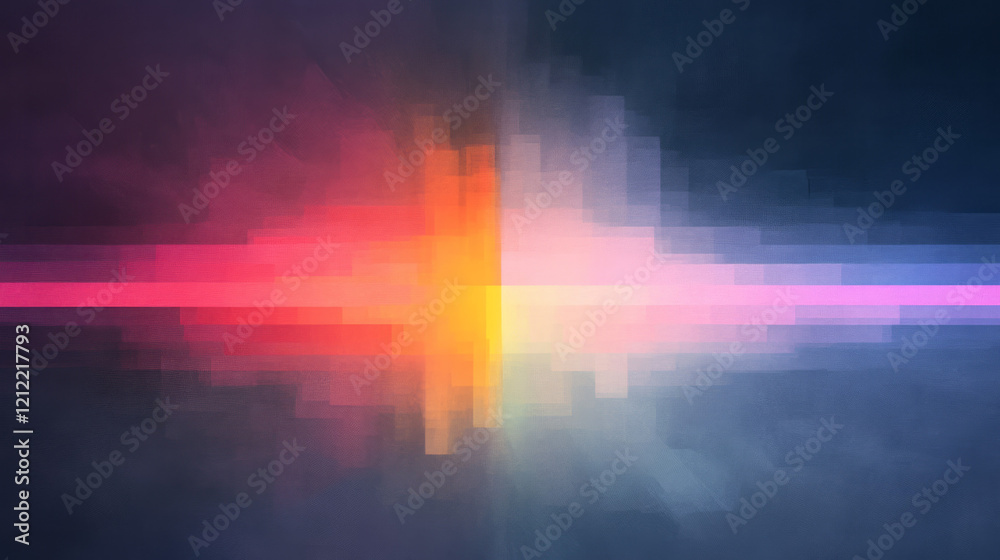 Poster An abstract digital painting of data streams converging into a central hub, transforming into clear and actionable business insights under a vibrant color palette,