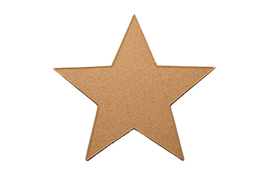 isolated transparent background Cork star shape, natural material, decorative item for crafts or design