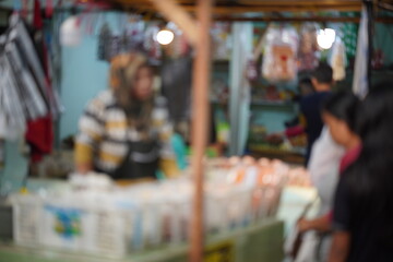 blur of indonesia traditional market