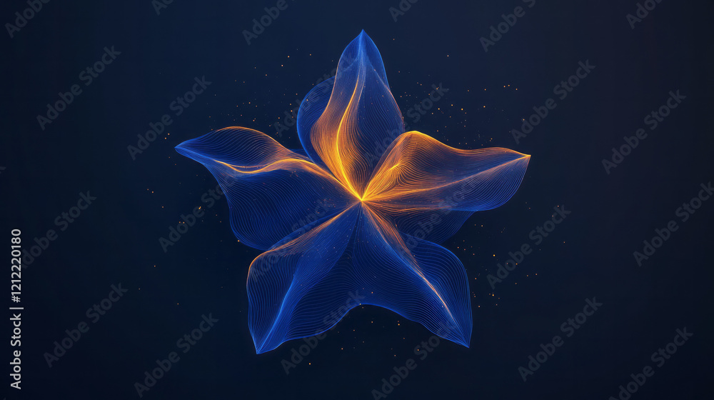 Poster a vibrant abstract illustration of a blue pix star symbol, enhanced with subtle shadows and highligh