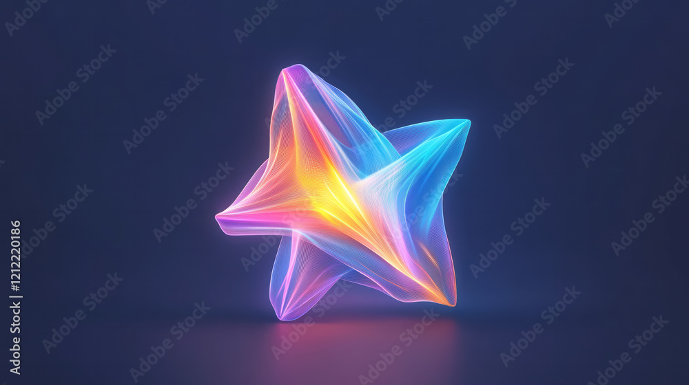 Poster a vibrant abstract illustration of a blue pix star symbol, enhanced with subtle shadows and highligh