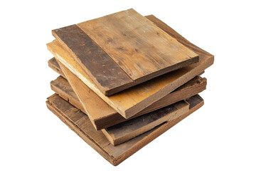 isolated transparent background Stack of wooden planks in various shades, ideal for DIY projects and crafts
