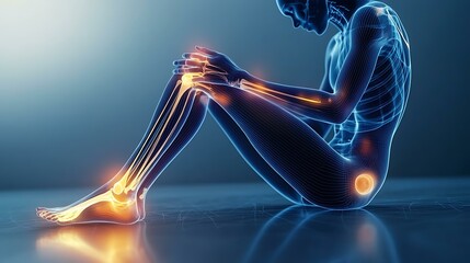 Person seated with legs crossed, holding their ankle in a posture of relief from dull pain