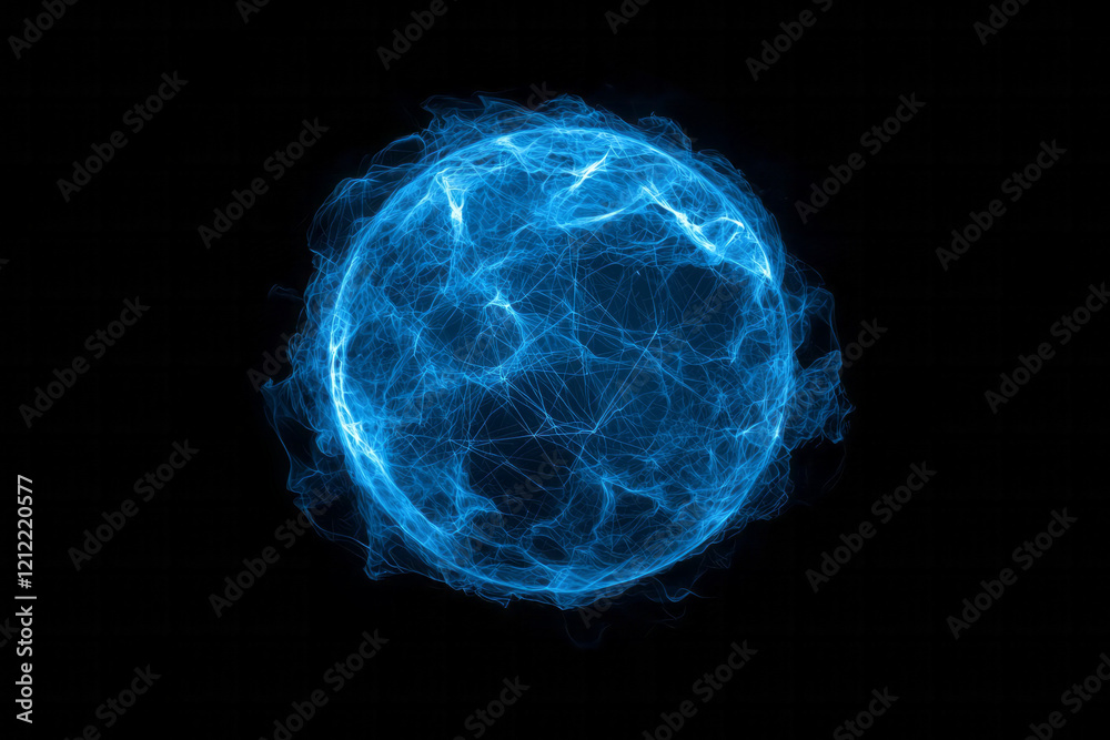 Poster a sophisticated abstract blue pix globe symbol, featuring interconnected lines and nodes representin