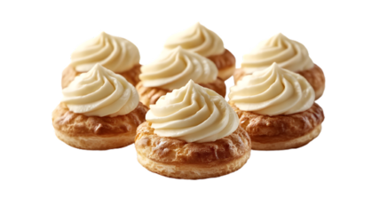 Group of Small Cream Puffs Arranged in a Circle, Png
