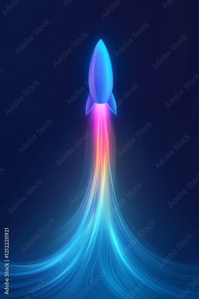 Aufkleber A dynamic blue pix rocket symbol icon, featuring pixelated flames and motion lines for a sense of speed and innovation,