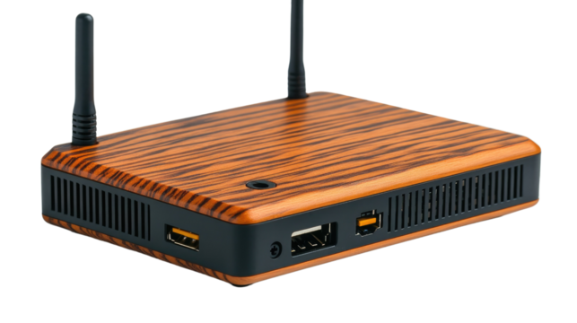  A modern wireless router isolated on transparent background 