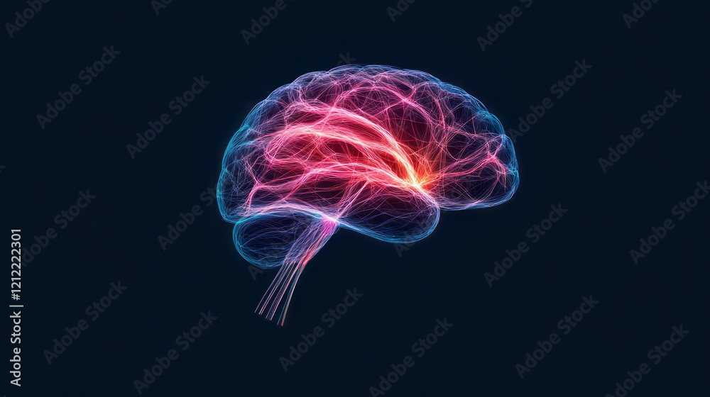 Fototapete An abstract geometric design of the brain's neural network, using bright lines and interconnected shapes to represent the formation and reinforcement of new pathways.