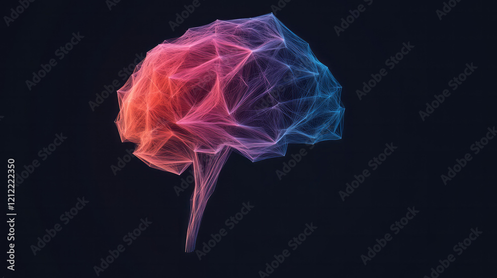 Poster An abstract geometric design of the brain's neural network, using bright lines and interconnected shapes to represent the formation and reinforcement of new pathways.