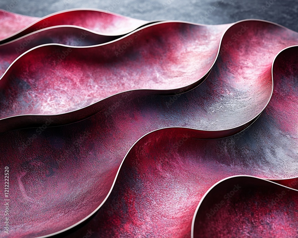 Poster abstract red and gray metallic waves texture.