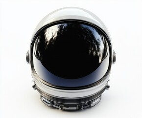 Fototapeta premium Astronaut helmet displayed against a white background highlighting its sleek design and reflective visor features